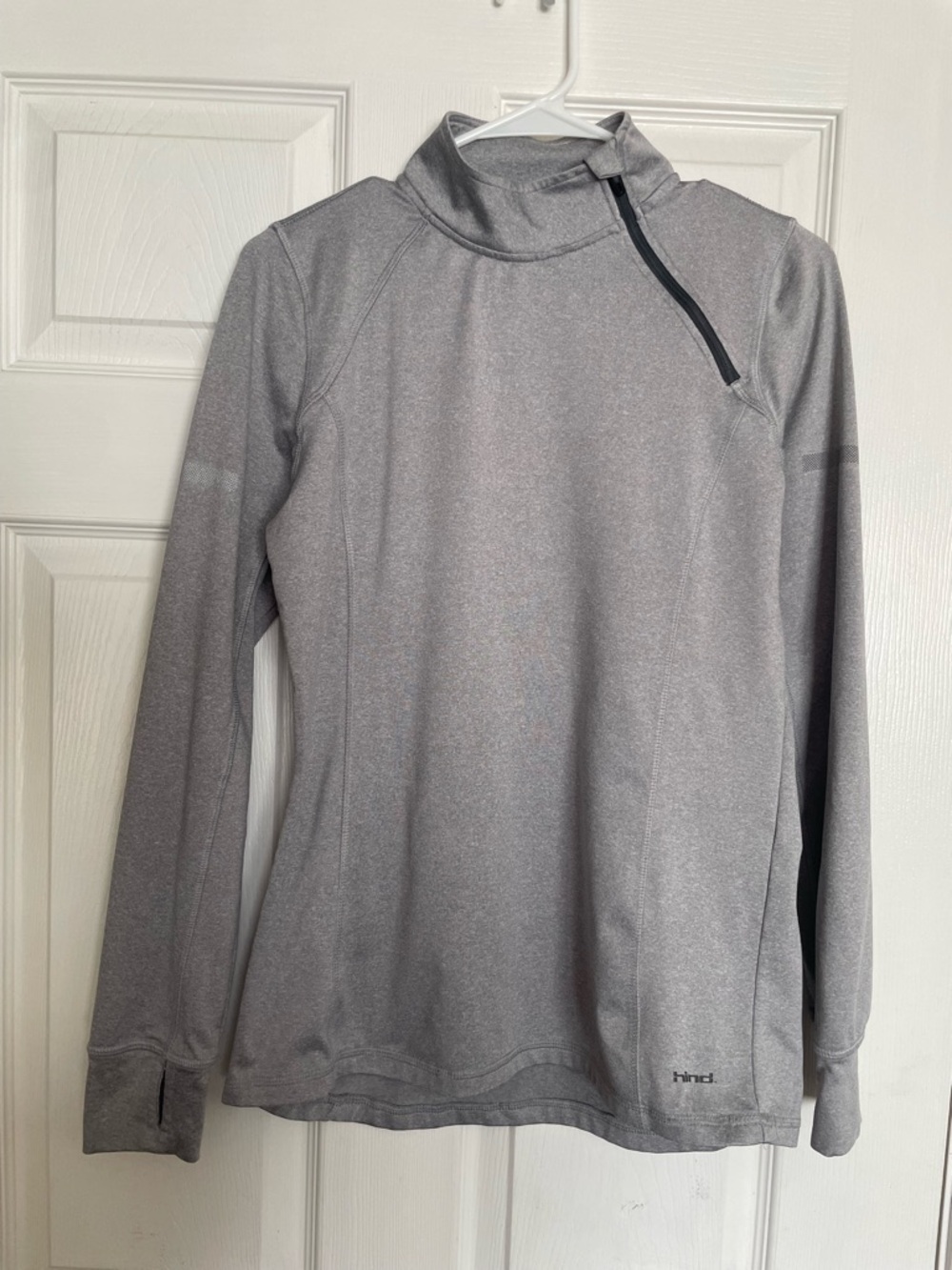 Hind Size Small Light Gray Quarter-Zip Pullover Running Athletic